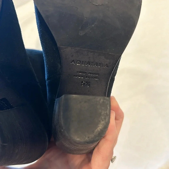 Aquatilla Flo Black Suede Weatherproof Ankle Boots heeled Booties heels sz 5.5 - Picture 7 of 8